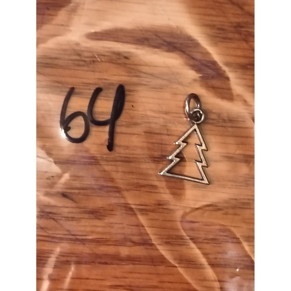 Pine Tree Pendant Charm Silver 925 Tone Nature Christmas Tree Cut-Out Silhouette